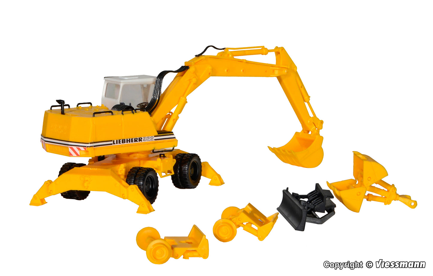 kIBRI 11264 H0 LIEBHERR mobile excavator A922 with attachments 1:87