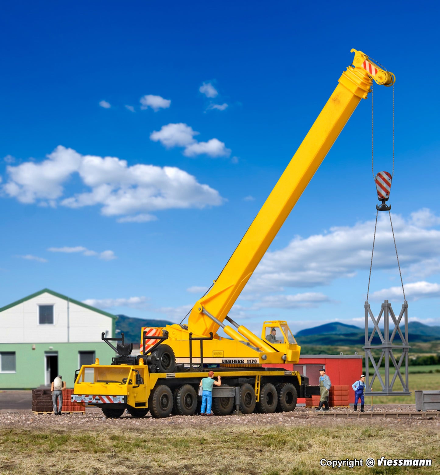 Guindaste telescópico Kibri 13012 H0 LIEBHERR 1120 com topo de treliça 1:87