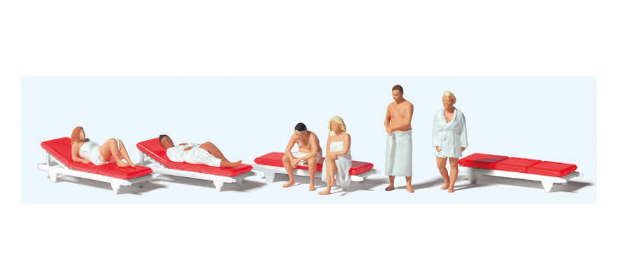 PREISER 10801 Escala HO Sauna Pessoas Com Espreguiçadeiras 1:87