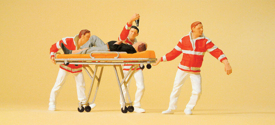 Preiser 10532 Paramedics with stretcher HO 1:87 amazing detail