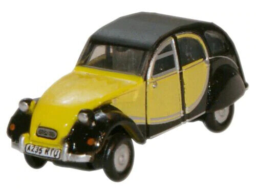 Oxford Diecast NCT002 Charleston Yellow Black Citroen 2CV - n scale