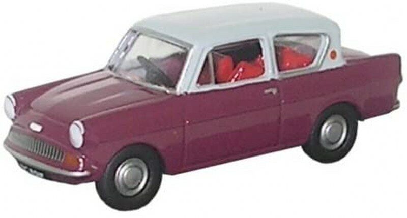 Oxford Diecast N105002 Maroon/Grey Ford Anglia n scale