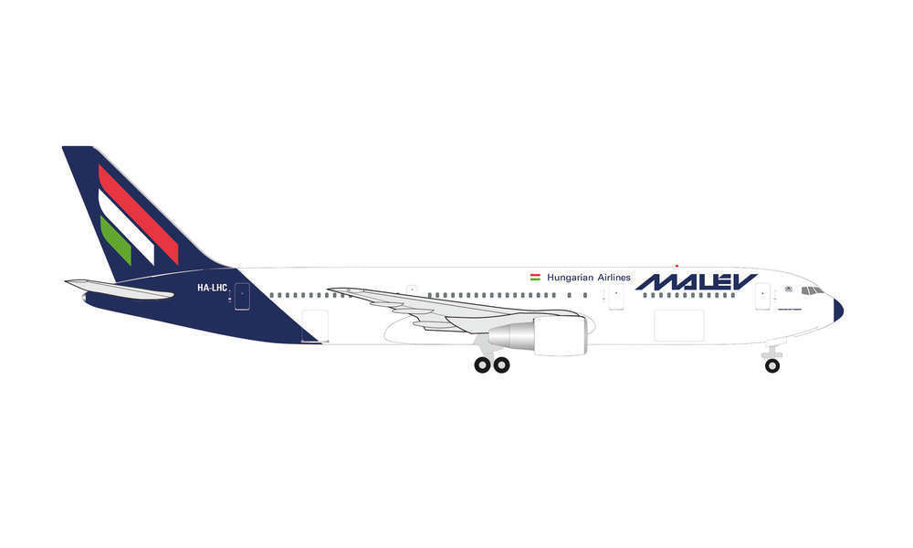 HERPA 534185 MALÉV HUNGARIAN AIRLINES BOEING 767-300 1:500