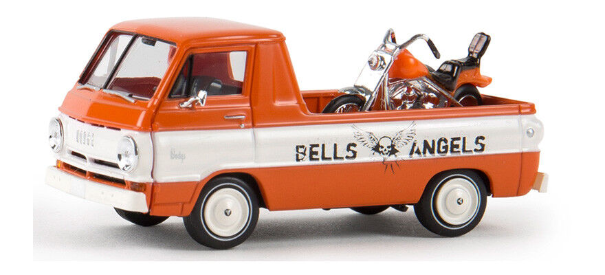 Brekina 34341 Dodge A 100 Pick-up "Bells Angels" mit Motorrad 1:87