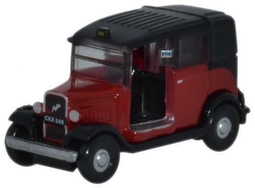 NAT004 Oxford Diecast Austin Low Loader Taxi Burgundy - 1:148 Scale