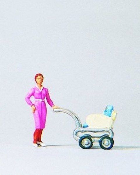 Preiser 28037 Woman w/Baby Carriage 1:87