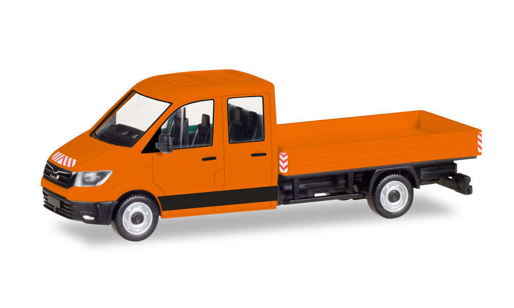 Herpa 093453 MAN TGE DOPPELKABINE MIT PRITSCHE, KOMMUNALORANGE 1:87