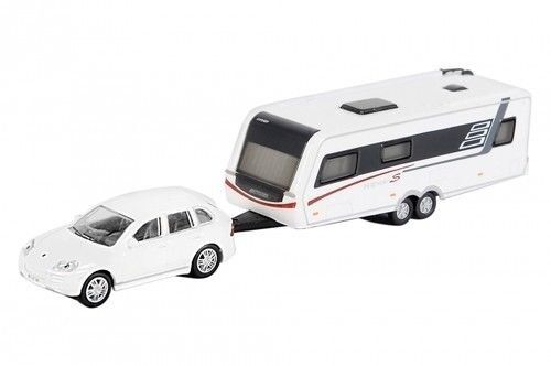 1/87 Schuco 25856 Porsche Cayenne mit Wohnanhänger