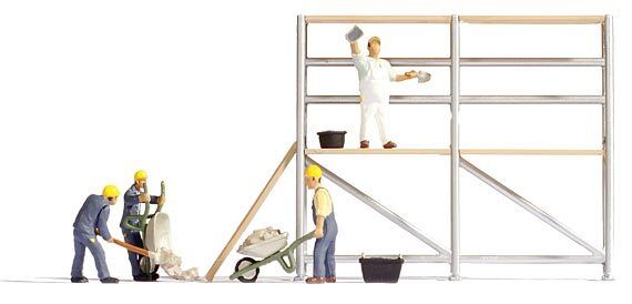 Noch 15054 Bricklayers, 4 figures + accessories HO 1/87