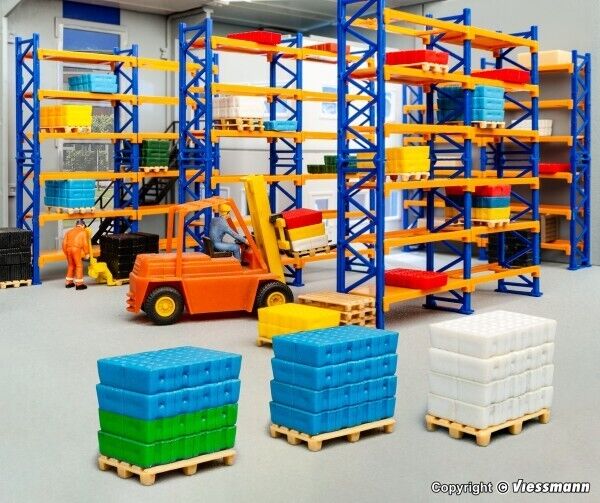 Kibri 38613 H0 Deco set Pallet shelving system, 4 pieces(HO) 1:87
