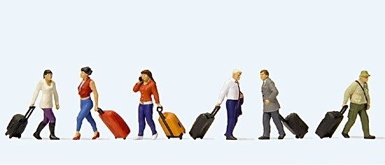 Preiser 10640 Walking travellers with wheeled suitcases 1:87 amaizing detail