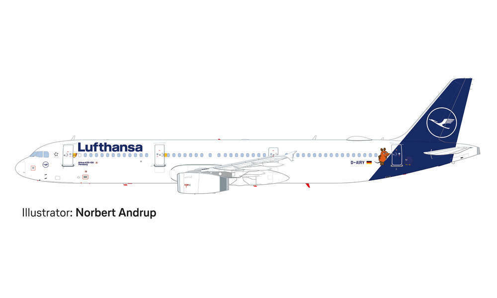 Herpa 612432 LUFTHANSA AIRBUS A321 "DIE MAUS"1:200