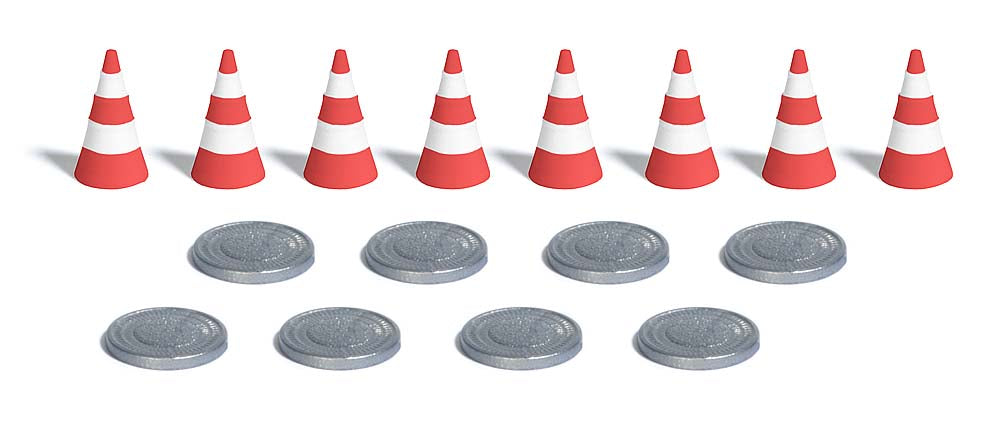 Busch 7788 Man hole covers and traffic pylons 1:87