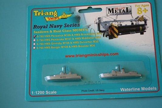 S 760 HMS Pembroke M107 & HMS Middleton M34 1:1200 scale Tri-ang ships minic