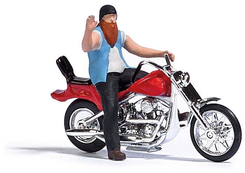 Busch 7861 A-Set: US motorcycle with biker 1:87