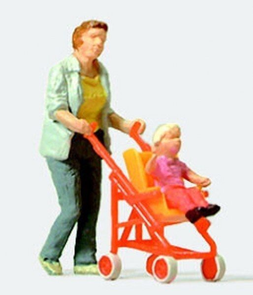 Preiser 28079 Woman with buggy HO 1:87 amazing detail