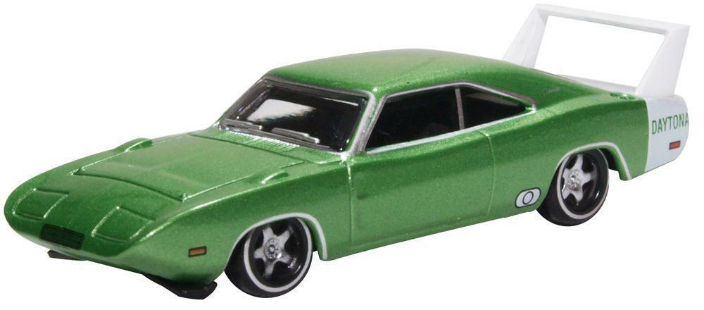 Oxford Diecast Dodge Charger Daytona 1969 Bright Green/White 1:87