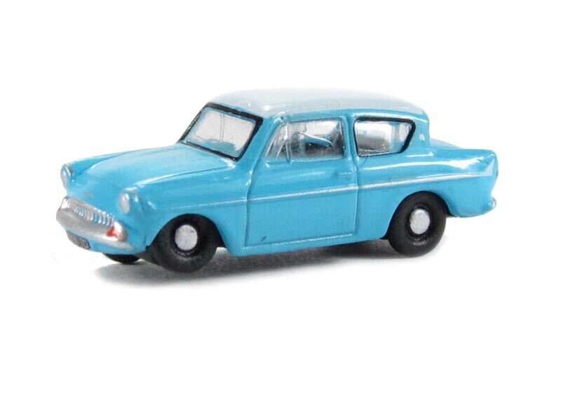 Oxford Diecast N105007 Ford Anglia – Caribbean Turquoise/White n scale