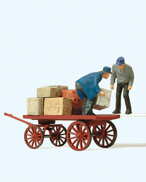 Preiser 28084 Loading workers with cart 1:87