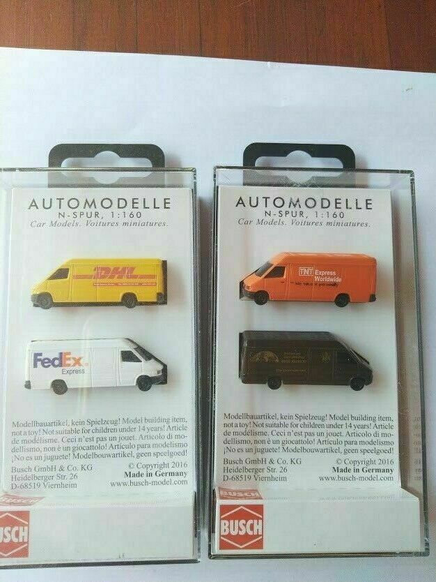 Busch 8304 y 8338 4 Mercedes Sprinter Camiones "UPS" TNT "DHL" FedEx 1:160