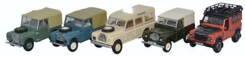 Oxford Diecast 76SET55 5 Piece Land Rover Set-1:76 Scale OO/HO