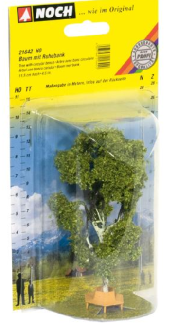 NOCH 21642 - 1/87/H0 Tree With Quiet Bench, 11,5 CM High - New 1:87