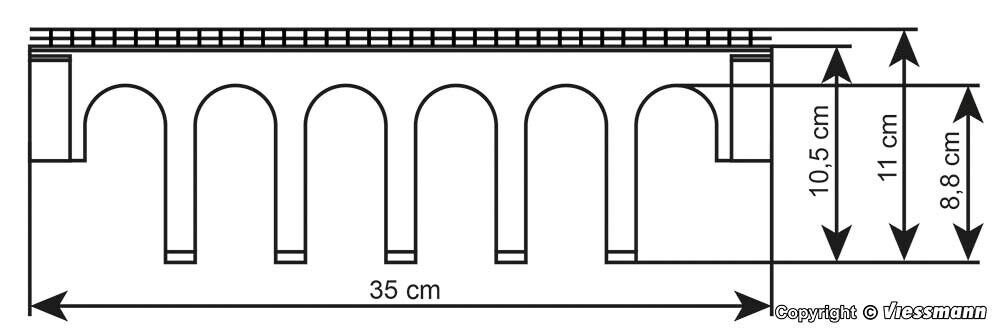 Kibri 37663 N/Z Ravenna viaduct with ice breaking foundations, singletrack 1:160