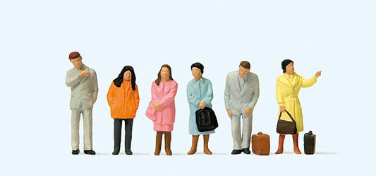 HO Preiser 14121 SIX Standing Waiting Travelers Figures 1:87