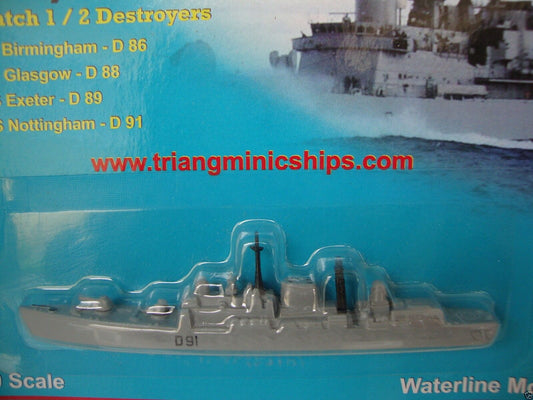 P 745 HMS Nottingham D91 1:1200 scale Tri-ang ships minic