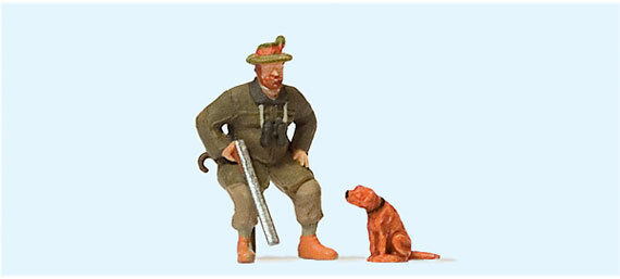 Preiser HO 28129 Huntsman seated, dog 1:87 amazing detail