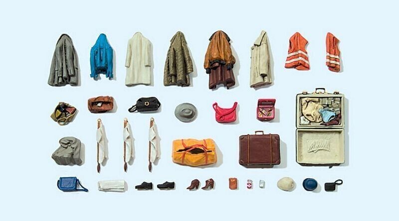 HO Preiser 17008 Clothes, Safety Vests, Bags, 1:87 suberb detail