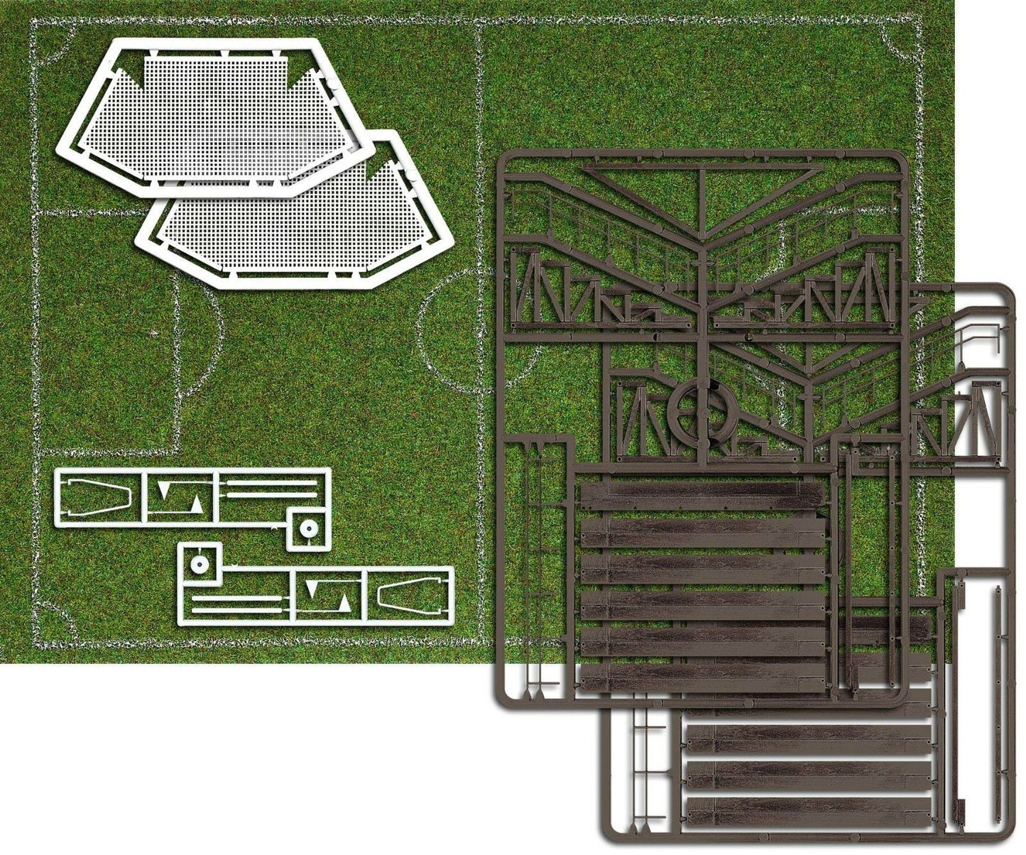 BUSCH 1052 Football Pitch With Goals & Spectator Stand HO Model Railway   1:87