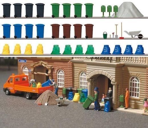 Busch 1136 Garbage And Trash Set HO Gauge