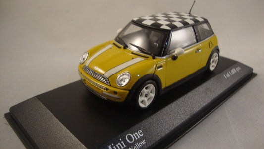 Minichamps 431138104 Mini One 2001 Yellow w/ cheq roof 1:43