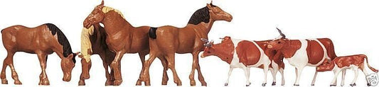 Faller 154002  Horses, brown-spotted cows  1:87